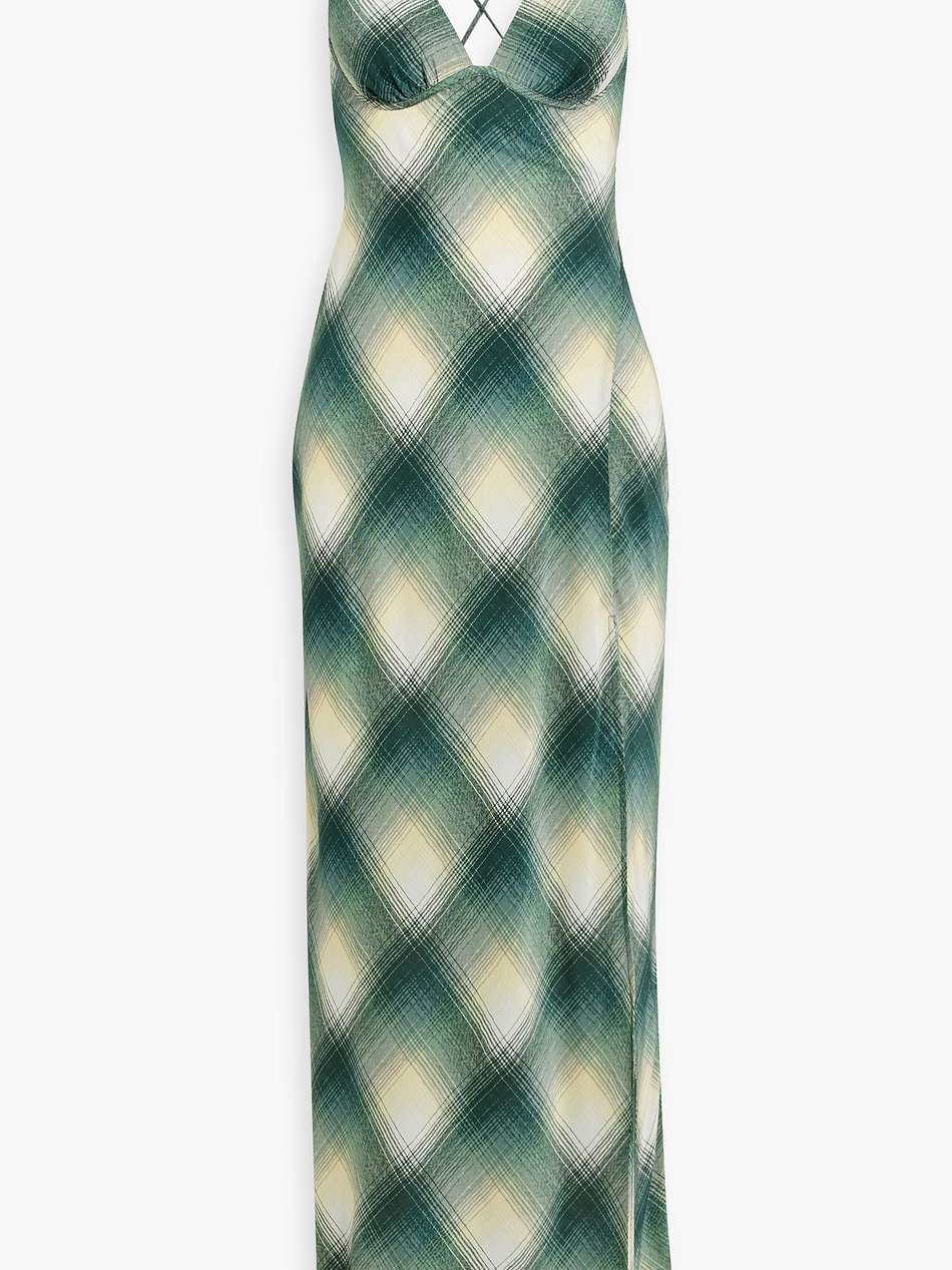 edie checked crepe maxi dress