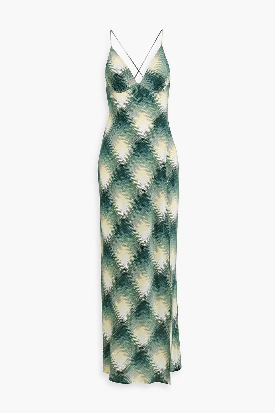 Bec & Bridge Edie Checked Crepe Maxi Dress In Teal