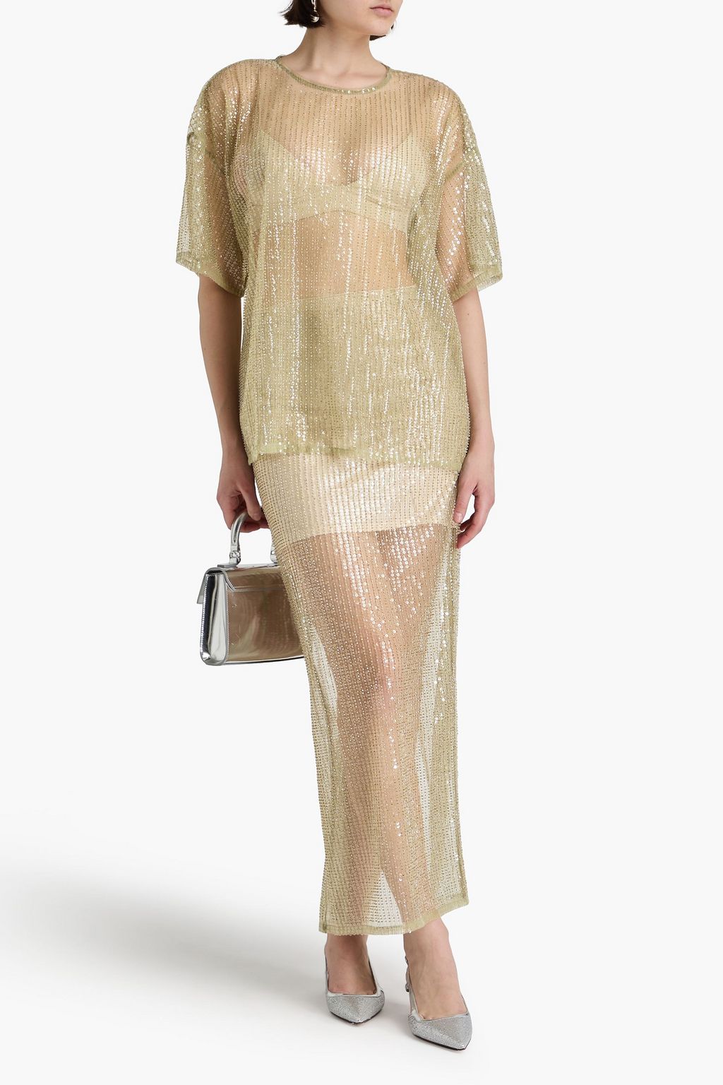 REMAIN BIRGER CHRISTENSEN Sequined tulle maxi skirt