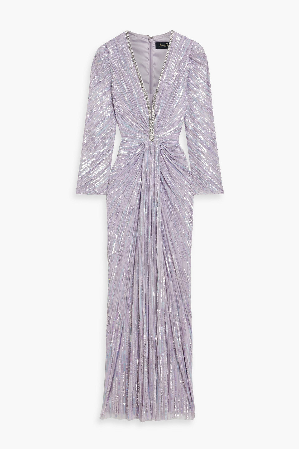 Jenny Packham Darcy Ruched Embellished Tulle Gown In Lavender