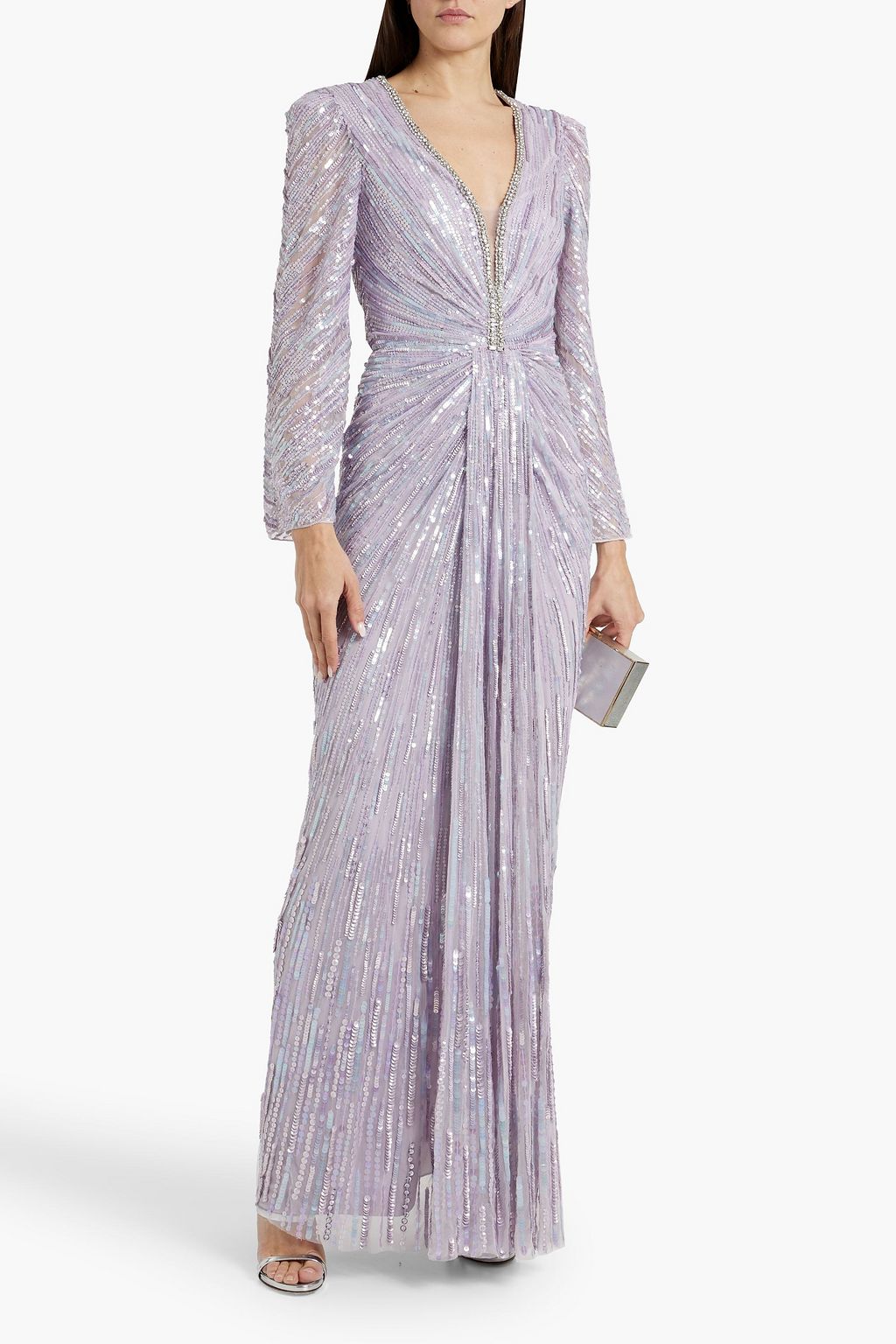 JENNY PACKHAM Darcy ruched embellished tulle gown
