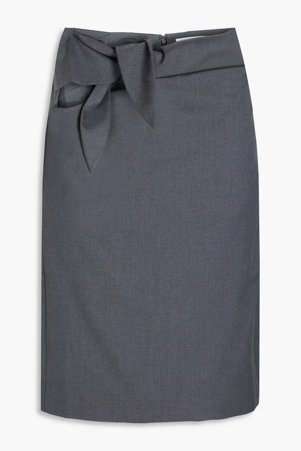 Remain Birger Christensen Grey Tied Suiting Midi Skirt In 18-0201 Castlerock