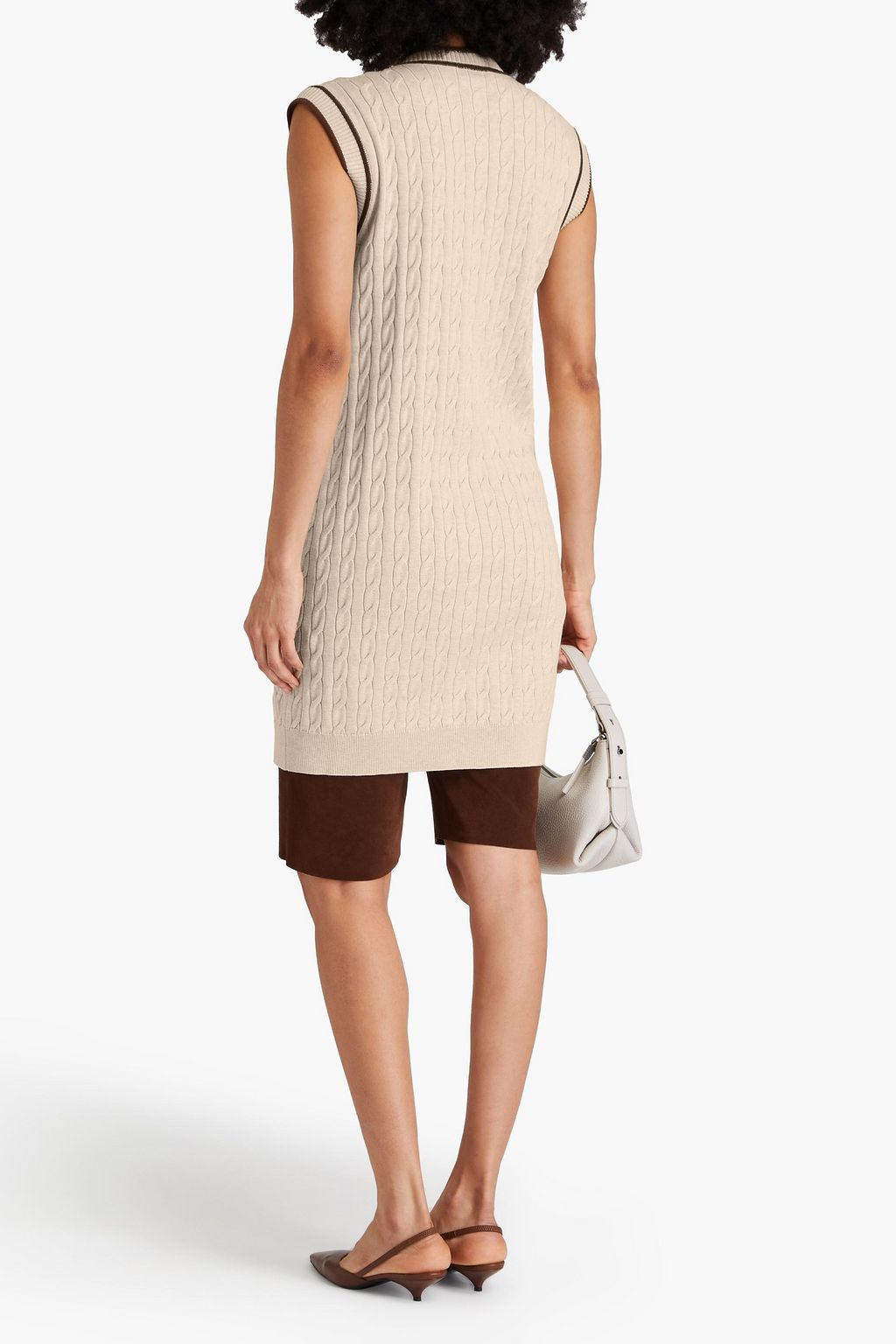 BRUNELLO CUCINELLI Cardigan aus Baumwolle mit Zopfstrickmuster und Zierperlen