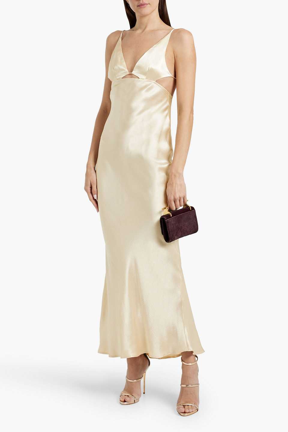 BEC & BRIDGE DESCINDI CUTOUT SATIN-CREPE MAXI DRESS