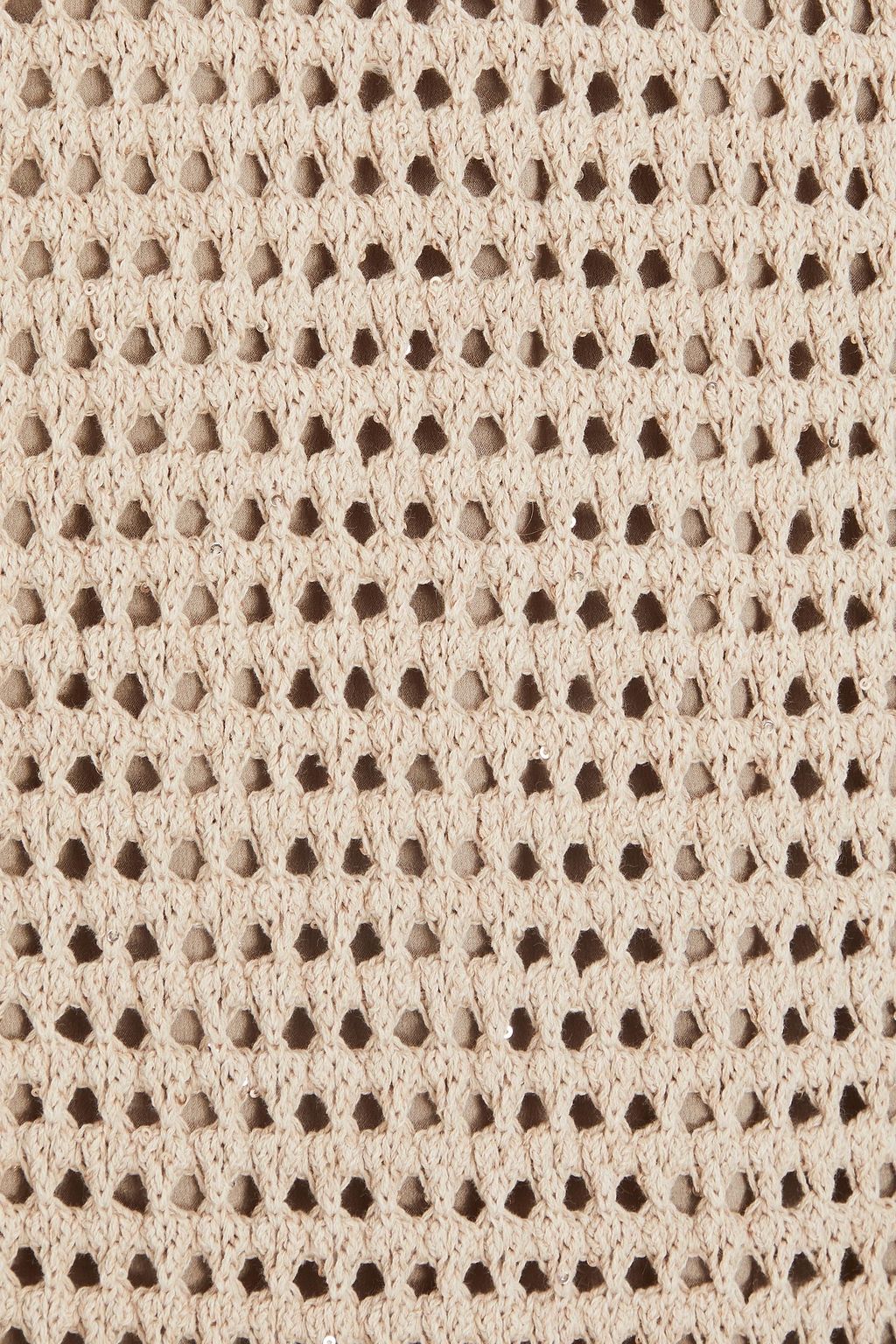 BRUNELLO CUCINELLI オープンニット コットン混 マキシワンピース スパンコール付き