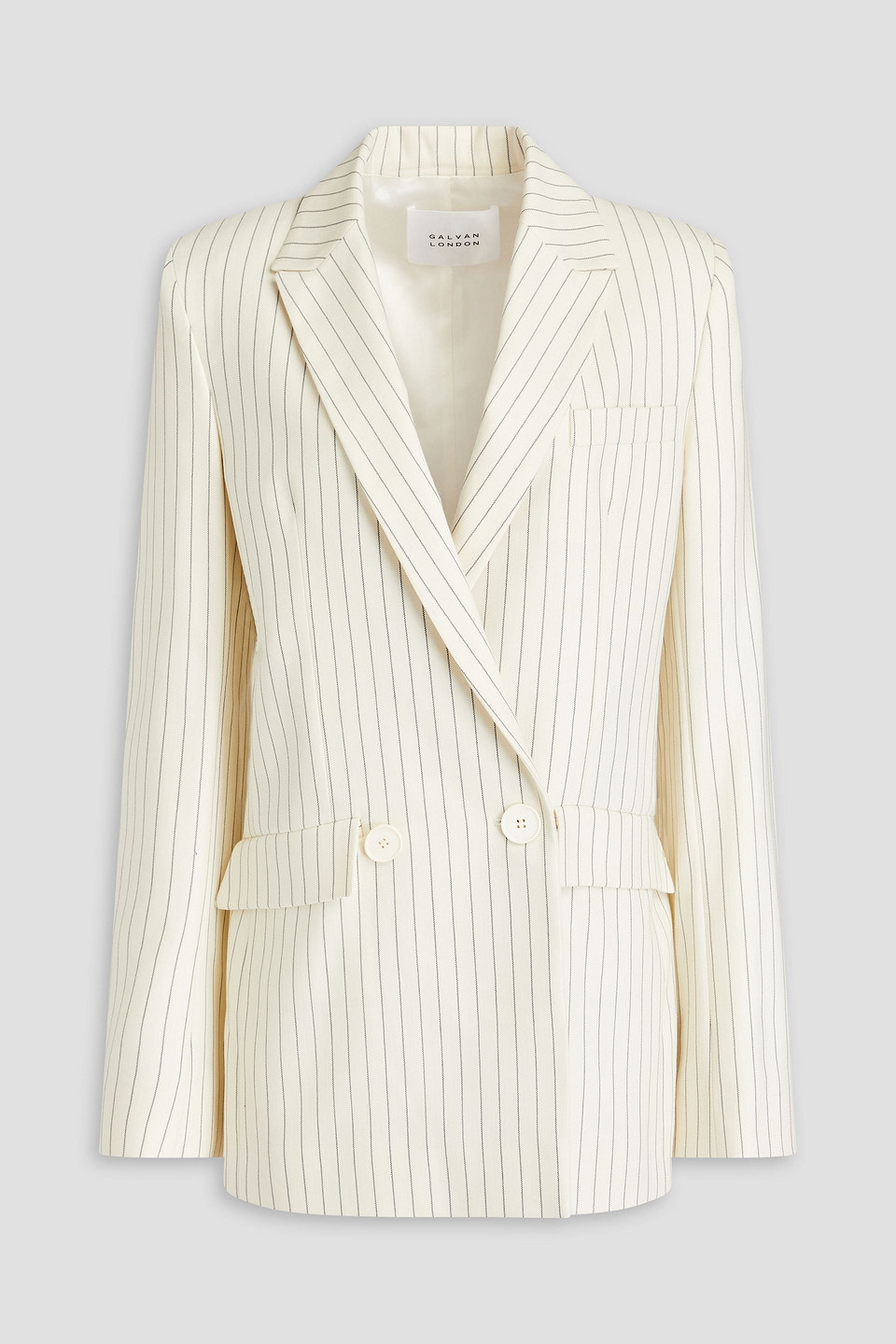Double-breasted pinstriped wool-blend blazer