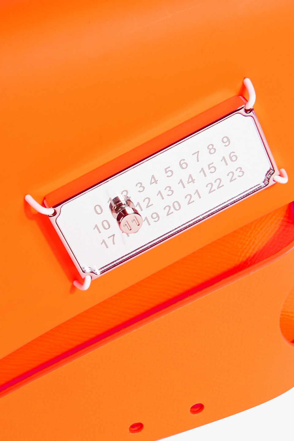 Maison Margiela Snatched Neon Smooth And Textured-leather Shoulder Bag In Bright Orange