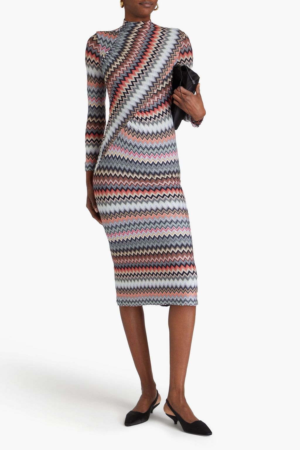 MISSONI فستان متوسط الطول من نسيج بحبكة كروشيه