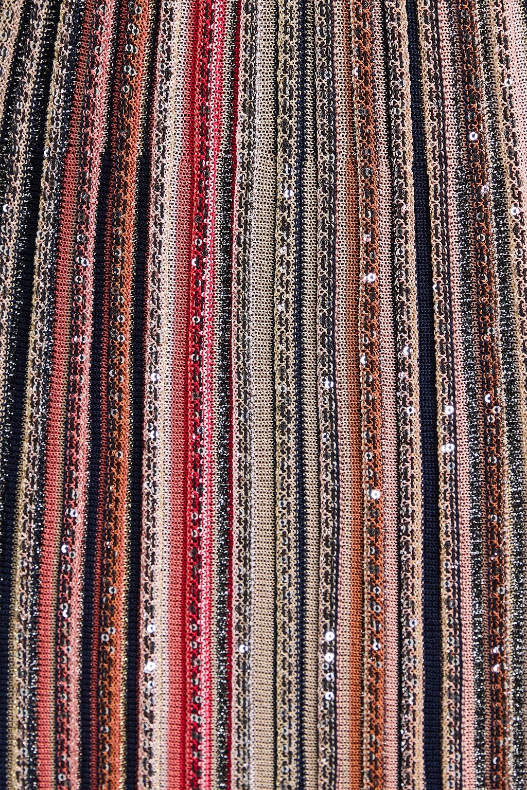 MISSONI 시퀸 장식 스트라이프 리브 니트 맥시 스커트