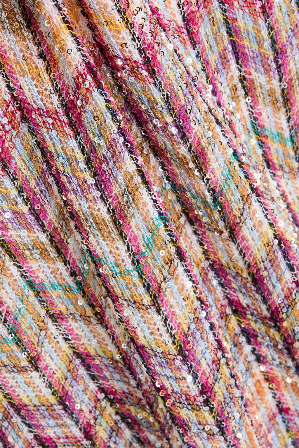 MISSONI فستان قصير بحبكة كروشيه مزين بالترتر بلون معدني