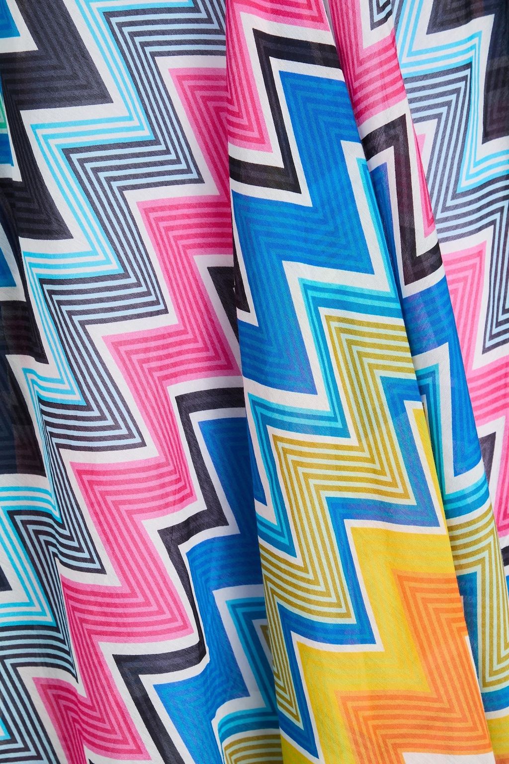 MISSONI فستان متوسط الطول من الفوال المصنوع من مزيج الحرير والقطن مزين بطبعات