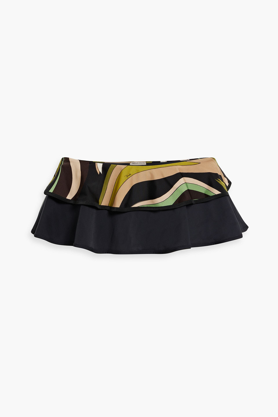 Pucci Skirt-effect Ruffled Printed Bikini Briefs In Black