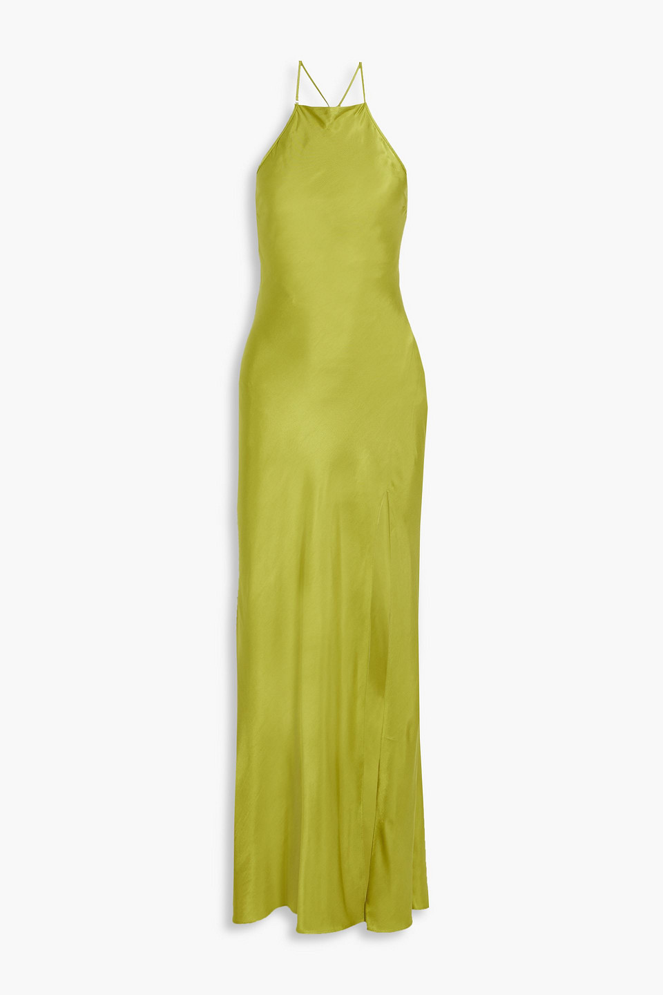 Bec & Bridge Teresa Cutout Satin-twill Maxi Dress In Lime Green