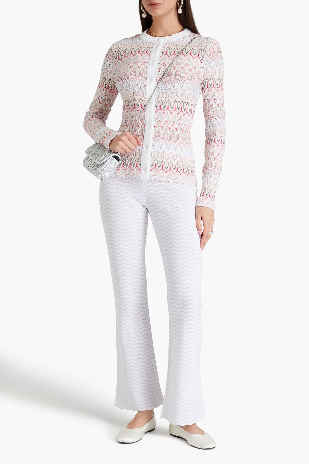 MISSONI كارديغان من نسيج محبوك بحبكة كروشيه