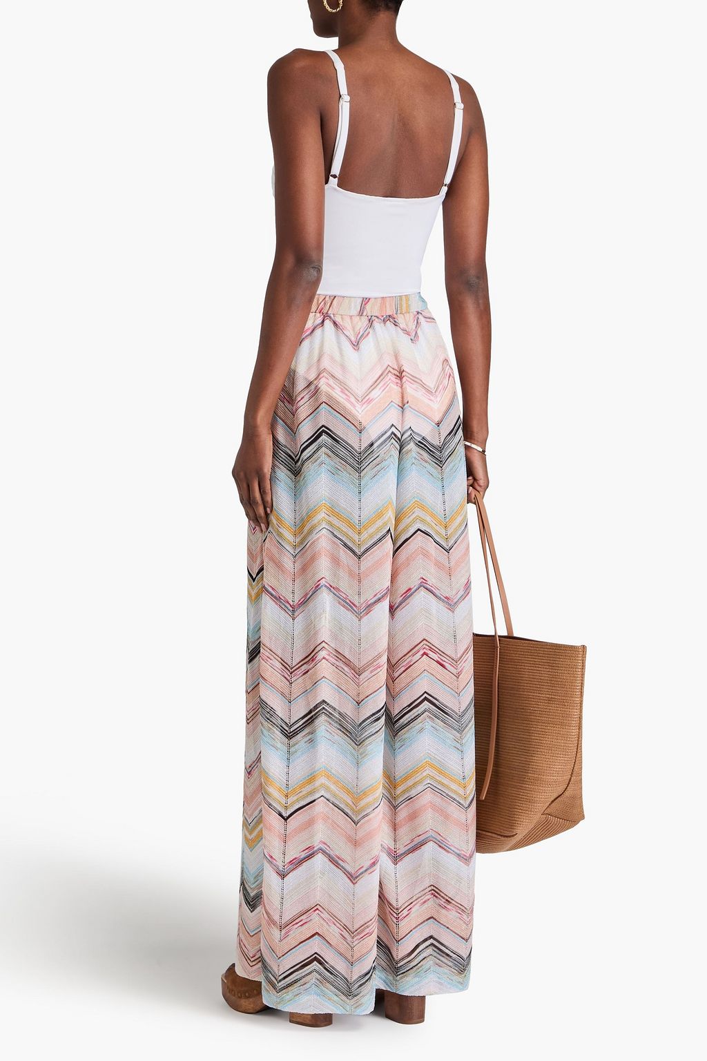 MISSONI Metallic crochet-knit wide-leg pants