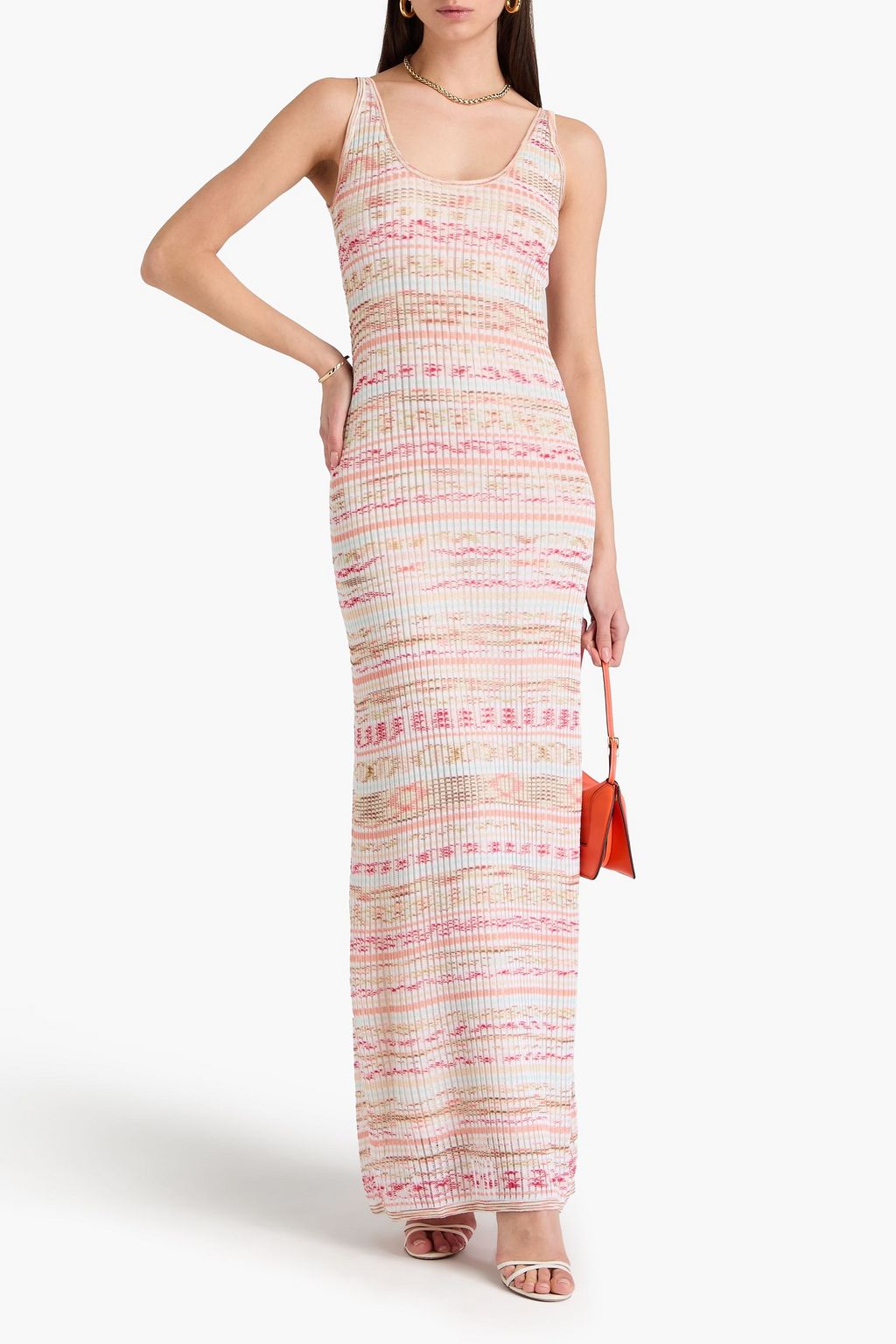 MISSONI فستان طويل بحبكة كروشيه بتصمم مضلّع بألوان متداخلة