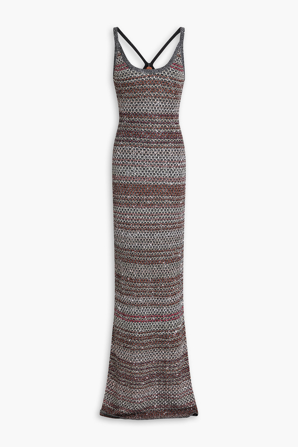 MISSONI SEQUIN-EMBELLISHED METALLIC CROCHET-KNIT MAXI DRESS