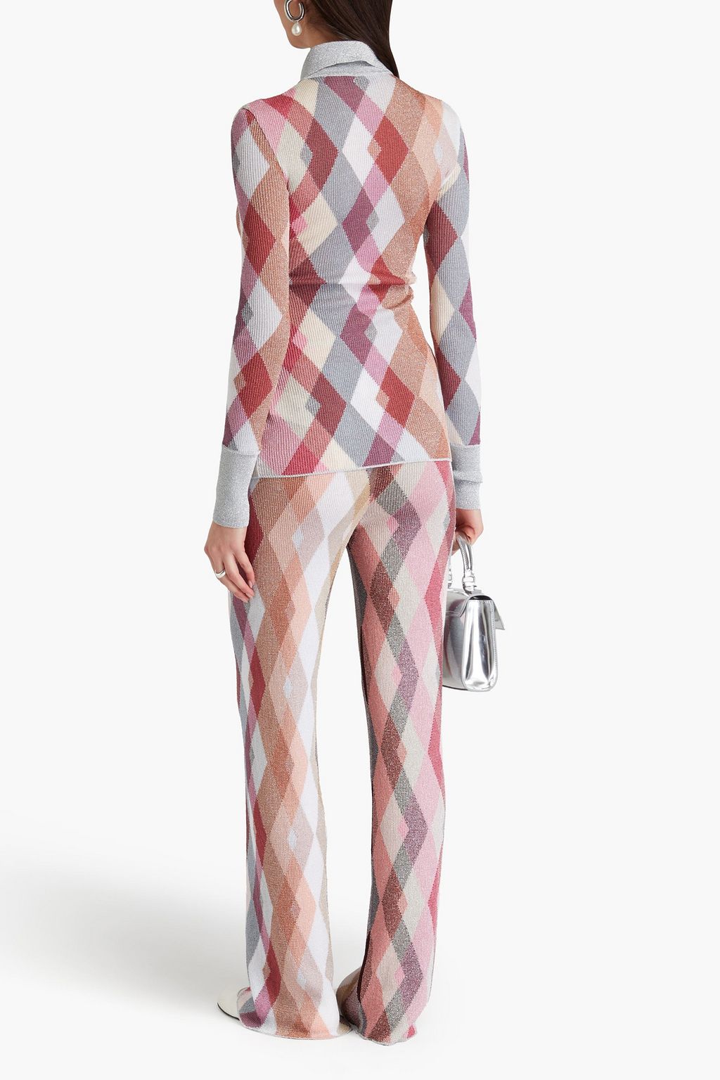 MISSONI قميص بحبكة إنتارسيا بتصميم معينات بلون معدني