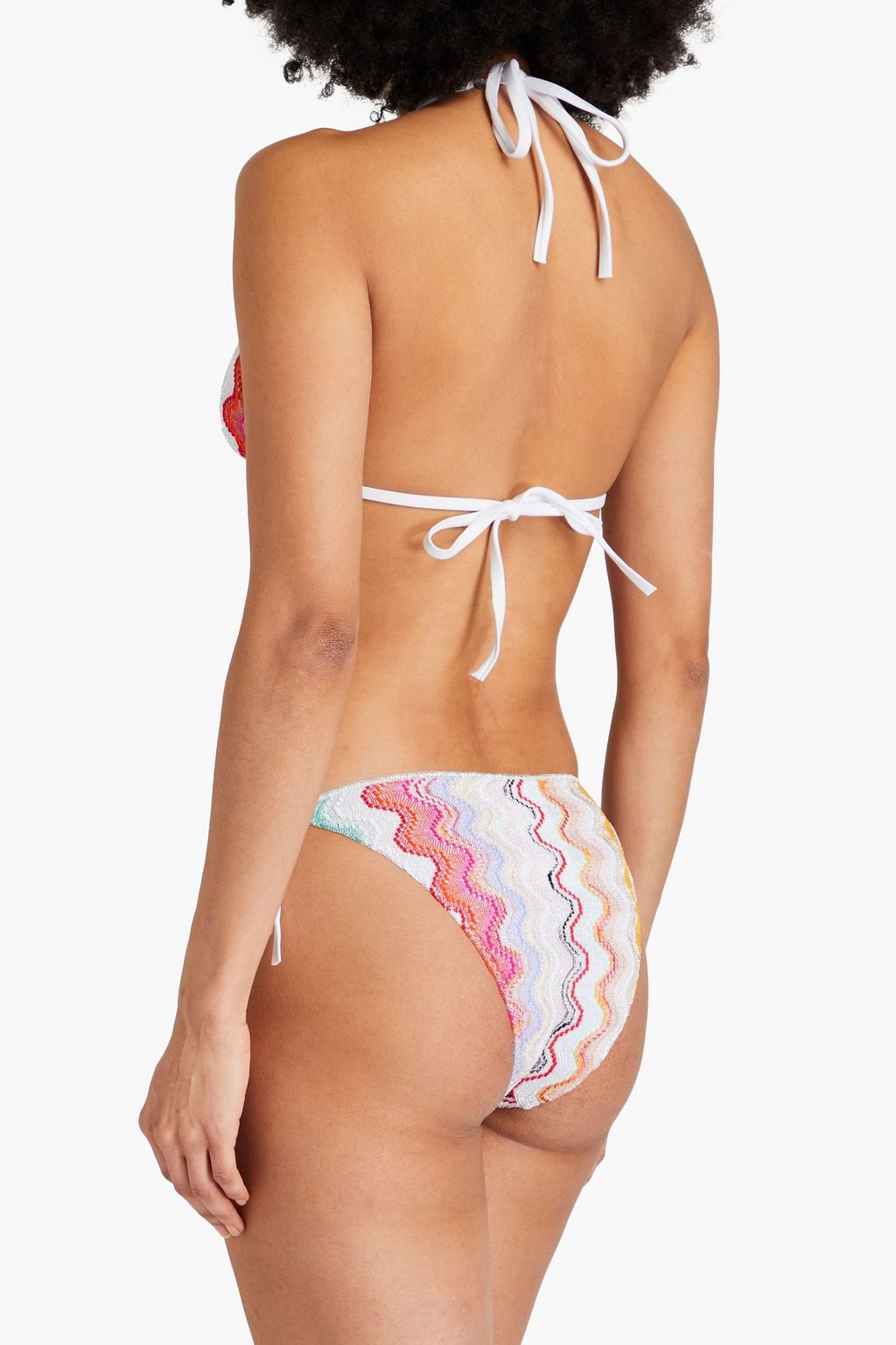 MISSONI Metallic crochet-knit triangle bikini