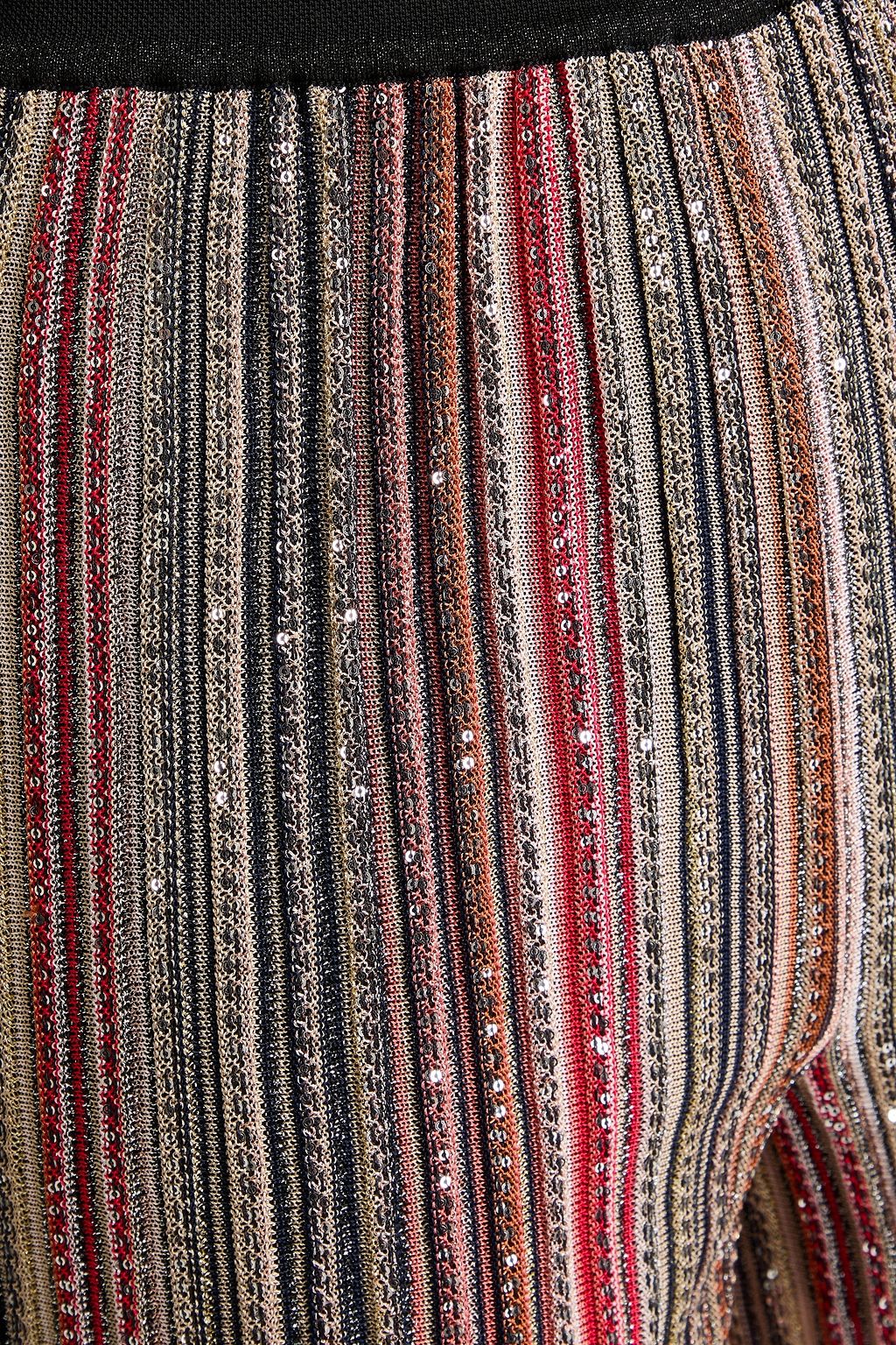 MISSONI بنطلون مخطط بقصة واسعة من الأسفل بحبكة مضلّعة بتصميم مزركش