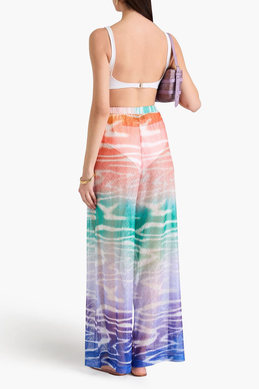 MISSONI بنطلون بأرجل واسعة بحبكة كروشيه مزين بطبعات