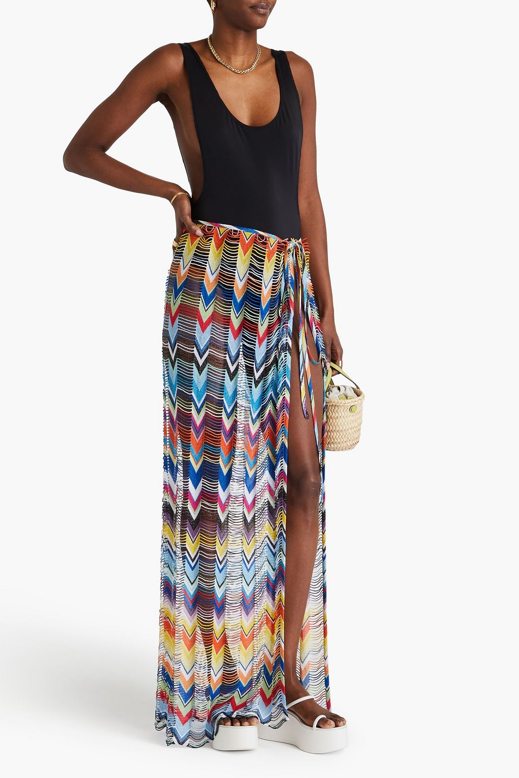MISSONI 메탈릭 크로셰 니트 파레오