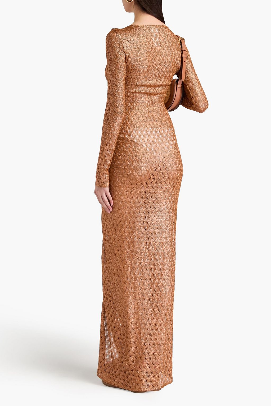 MISSONI かぎ針編みニット マキシワンピース カットアウト メタリック