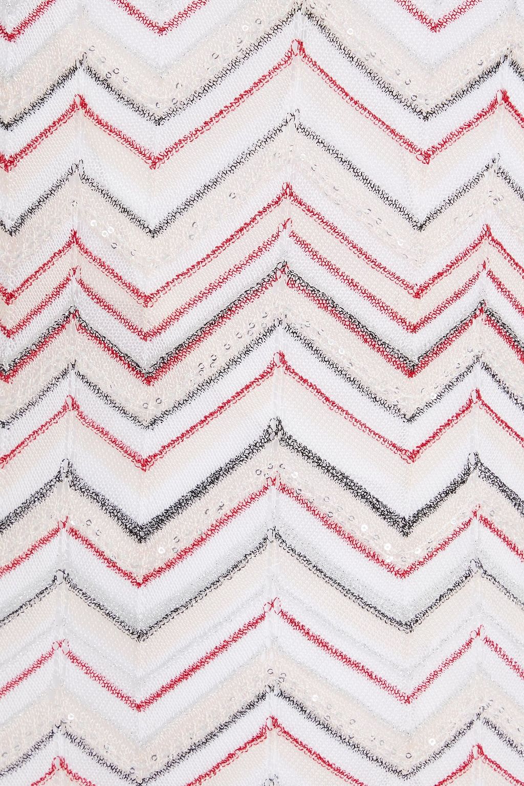 MISSONI فستان قصير بحبكة كروشيه بلون معدني ومزين بأقراص براقة