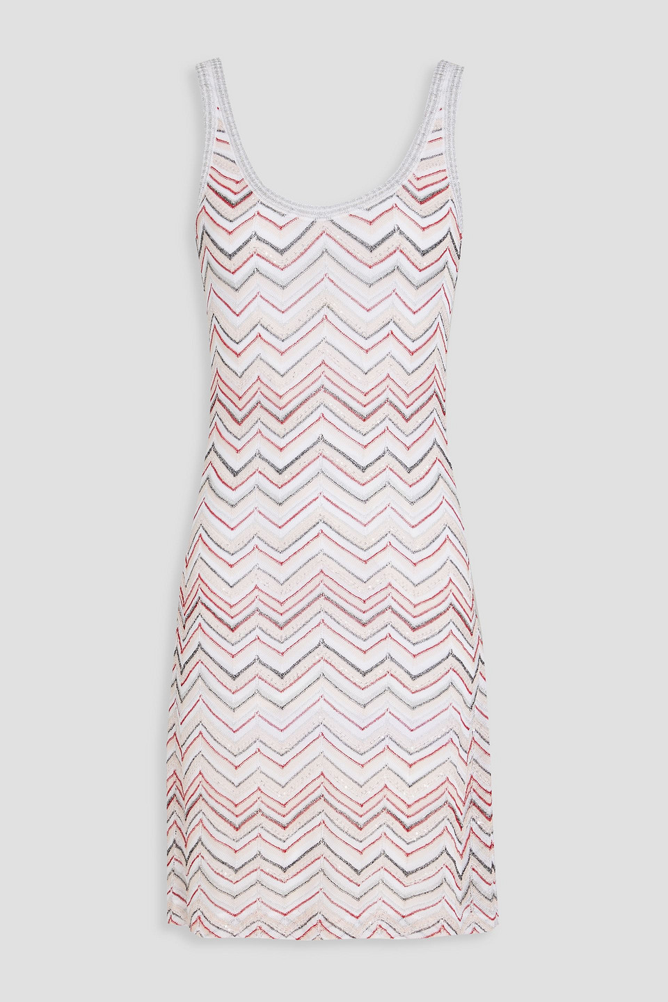 MISSONI SEQUIN-EMBELLISHED METALLIC CROCHET-KNIT MINI DRESS
