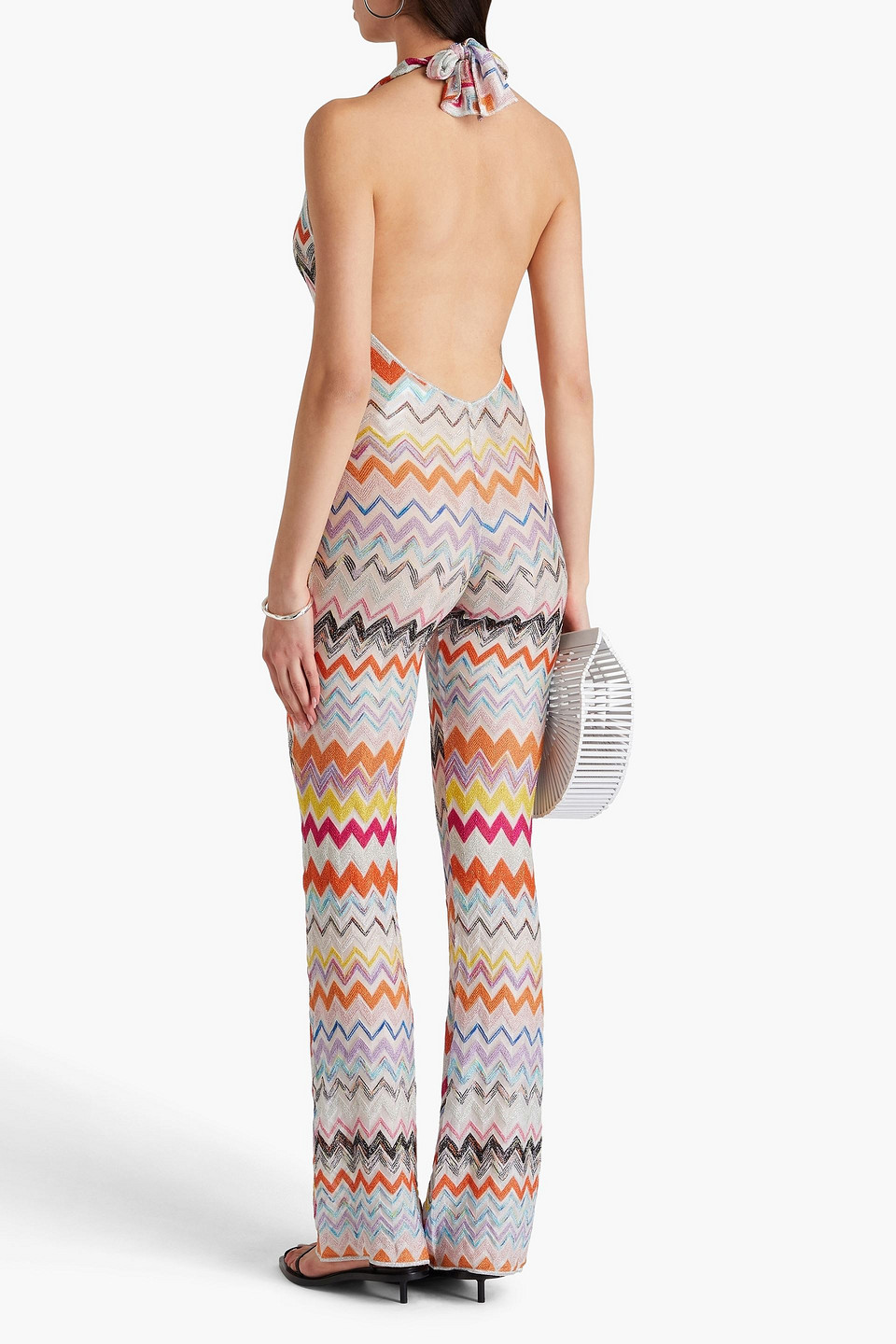 Missoni Lace-up Metallic Crochet-knit Halterneck Jumpsuit In Multicolor