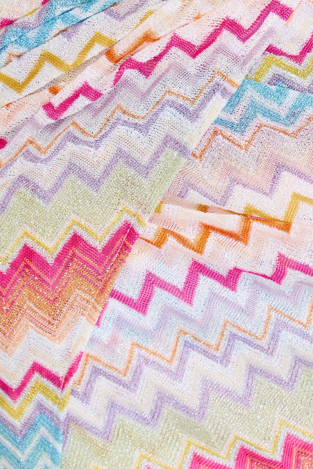 MISSONI 랩 스타일 메탈릭 크로셰 니트 맥시 스커트