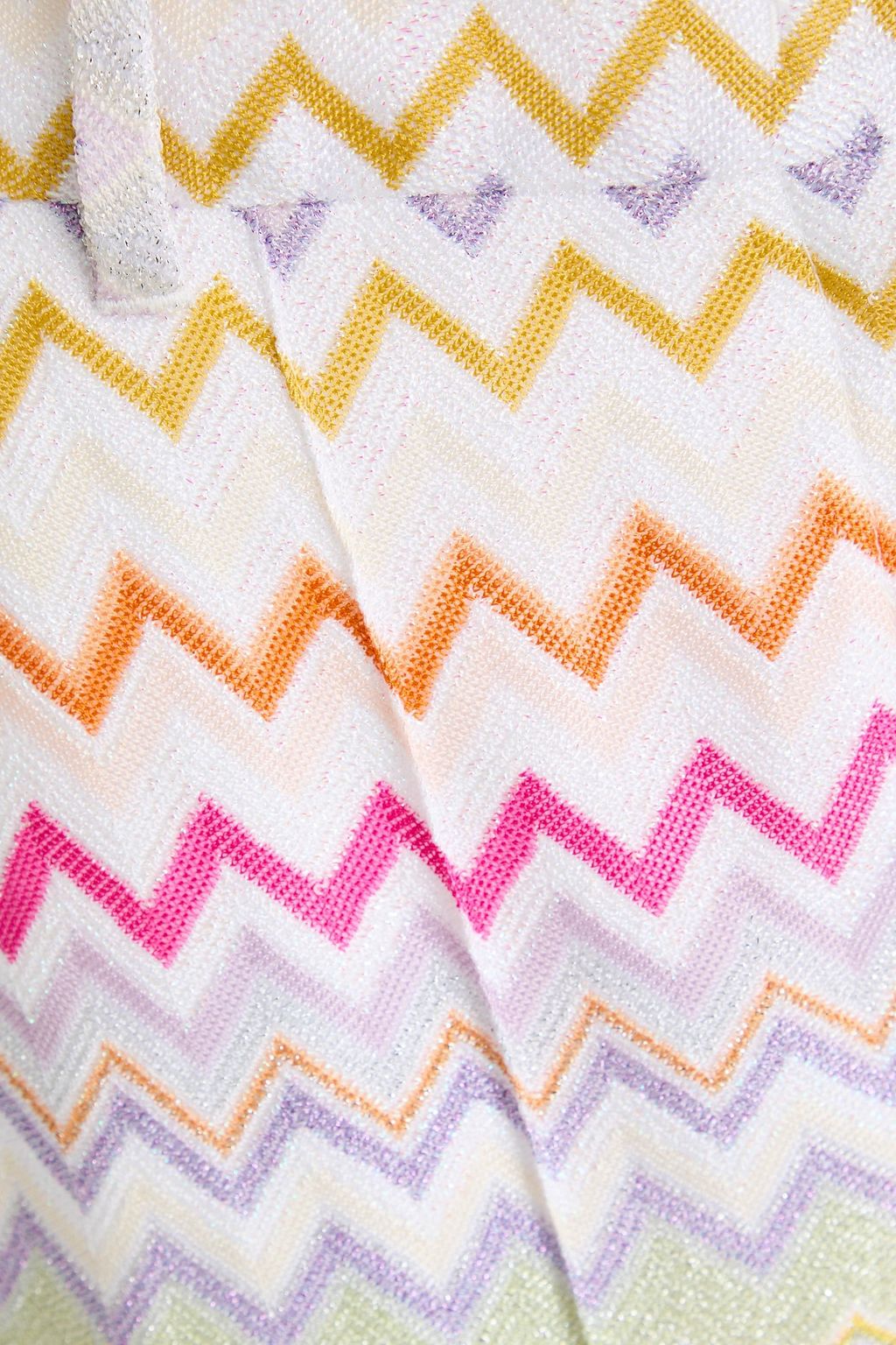 MISSONI بنطلون بقصة واسعة من الأسفل من نسيج بحبكة كروشيه بلون معدني