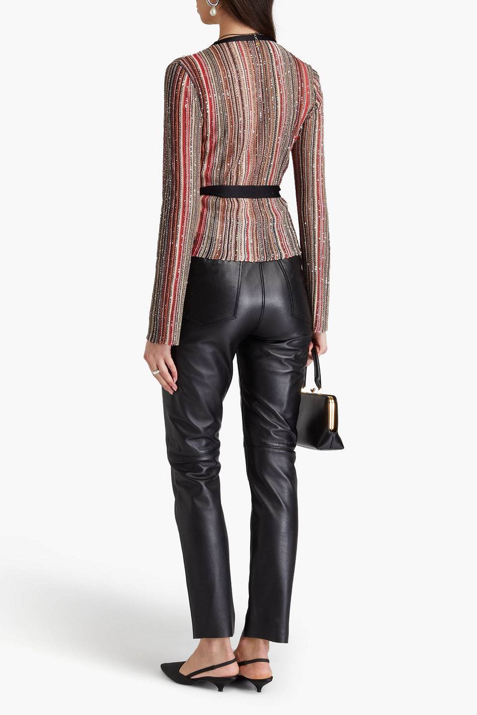 Missoni Womens Multi-coloured Striped Sequin-embellished Knitted Top In Schwarz