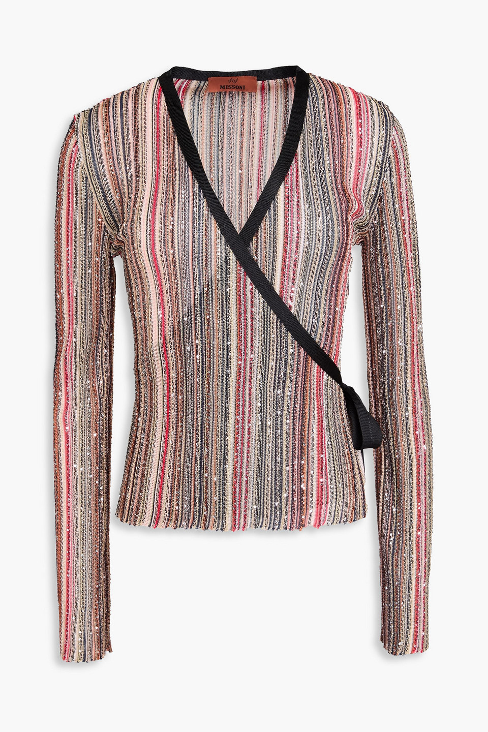 Missoni Womens Multi-coloured Striped Sequin-embellished Knitted Top In Schwarz