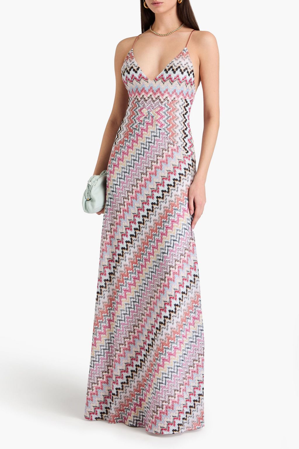 MISSONI Metallic crochet-knit maxi dress