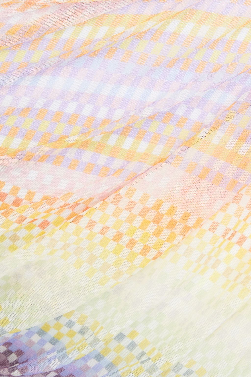 MISSONI فستان طويل بياقة طويلة وبتصميم شبكي بطبعة مربعات وبتأثير مزموم