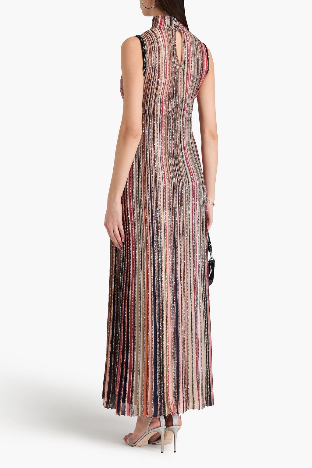 MISSONI Sequin-embellished striped ribbed-knit maxi dress