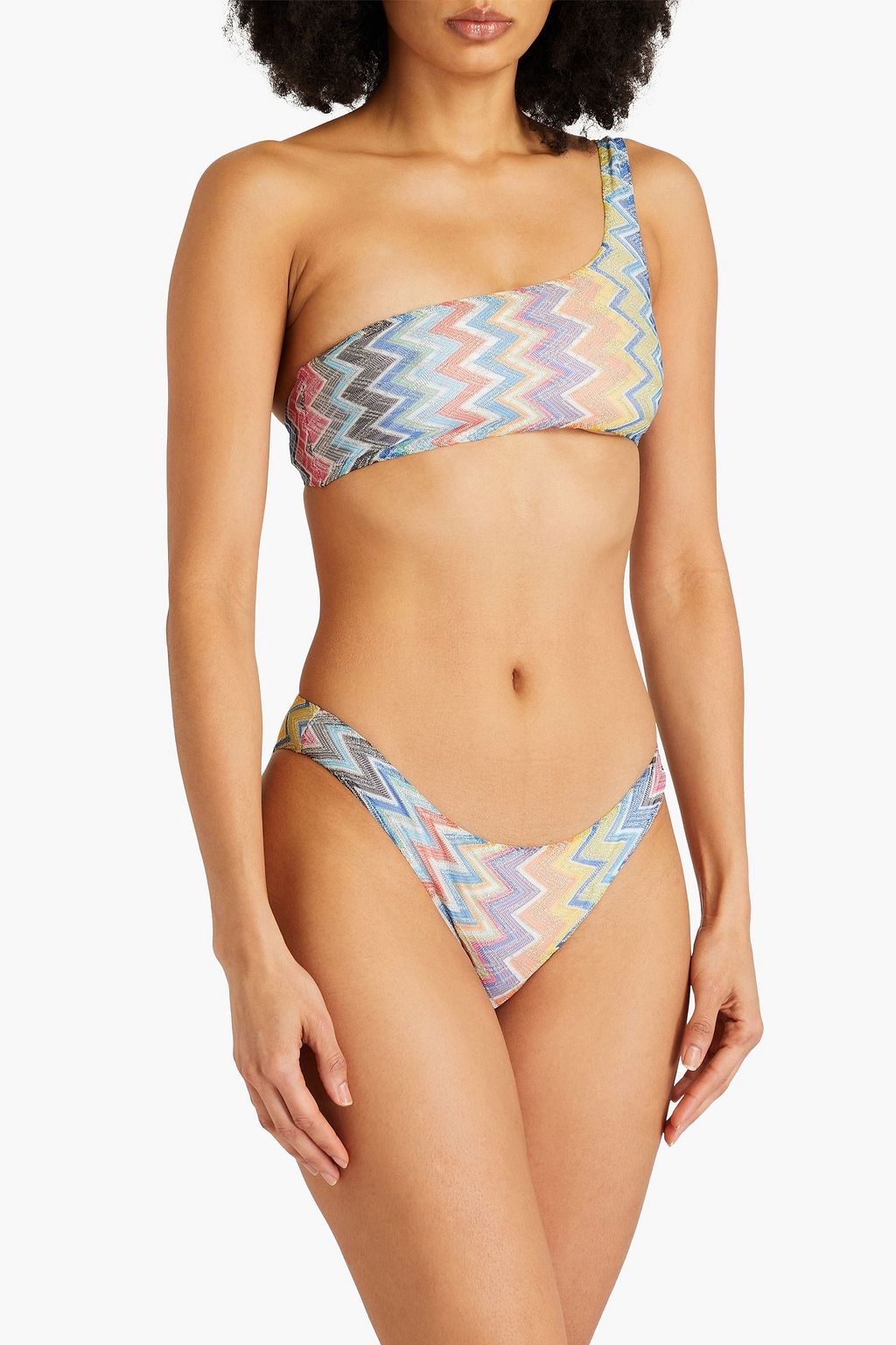 MISSONI Bikini in Häkeloptik mit Metallic-Effekt und asymmetrischer Schulterpartie