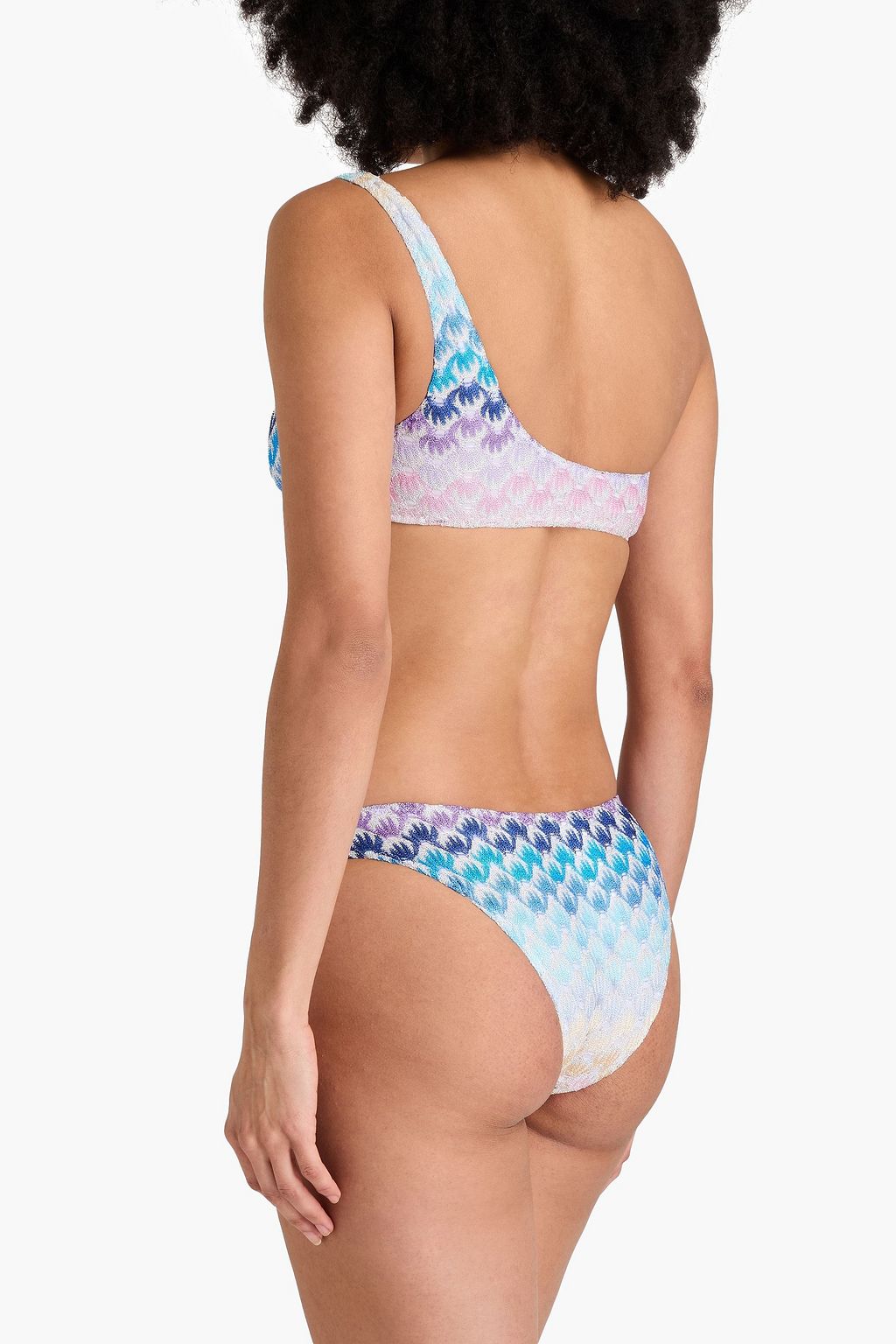 MISSONI 원 숄더 메탈릭 크로셰 니트 비키니