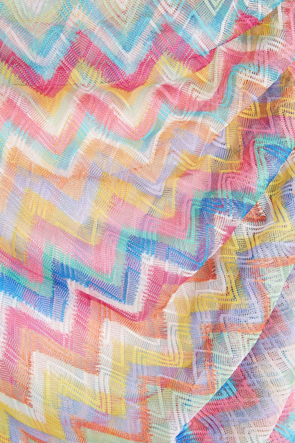 MISSONI One-shoulder fringed crochet-knit mini dress