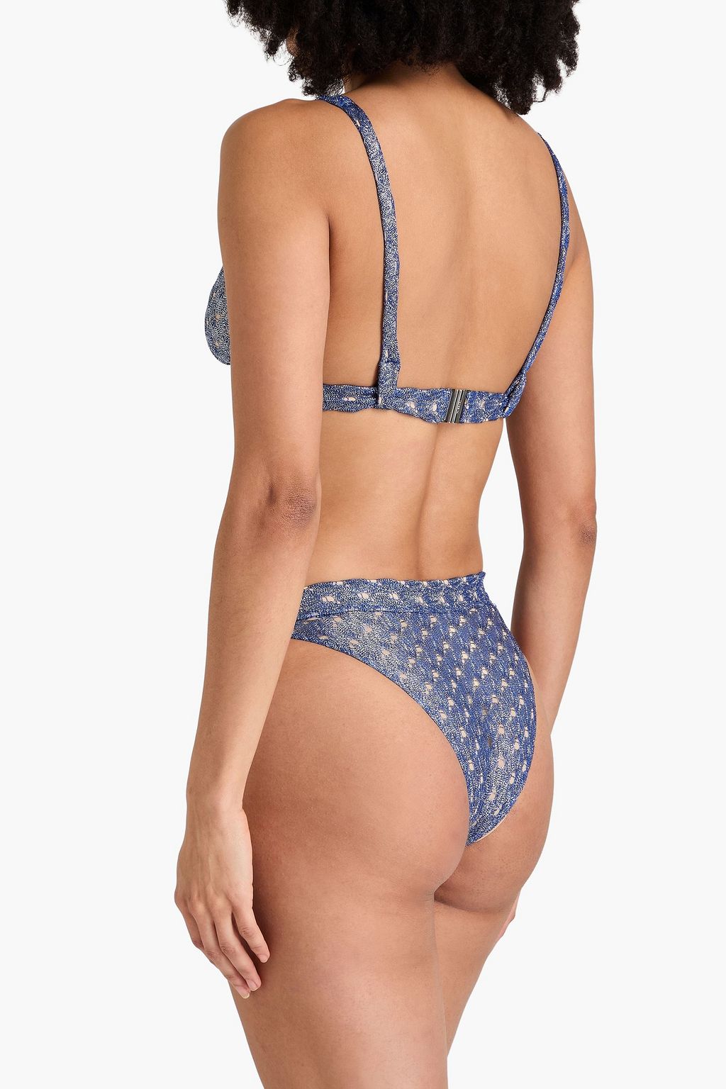 MISSONI Metallic crochet-knit triangle bikini