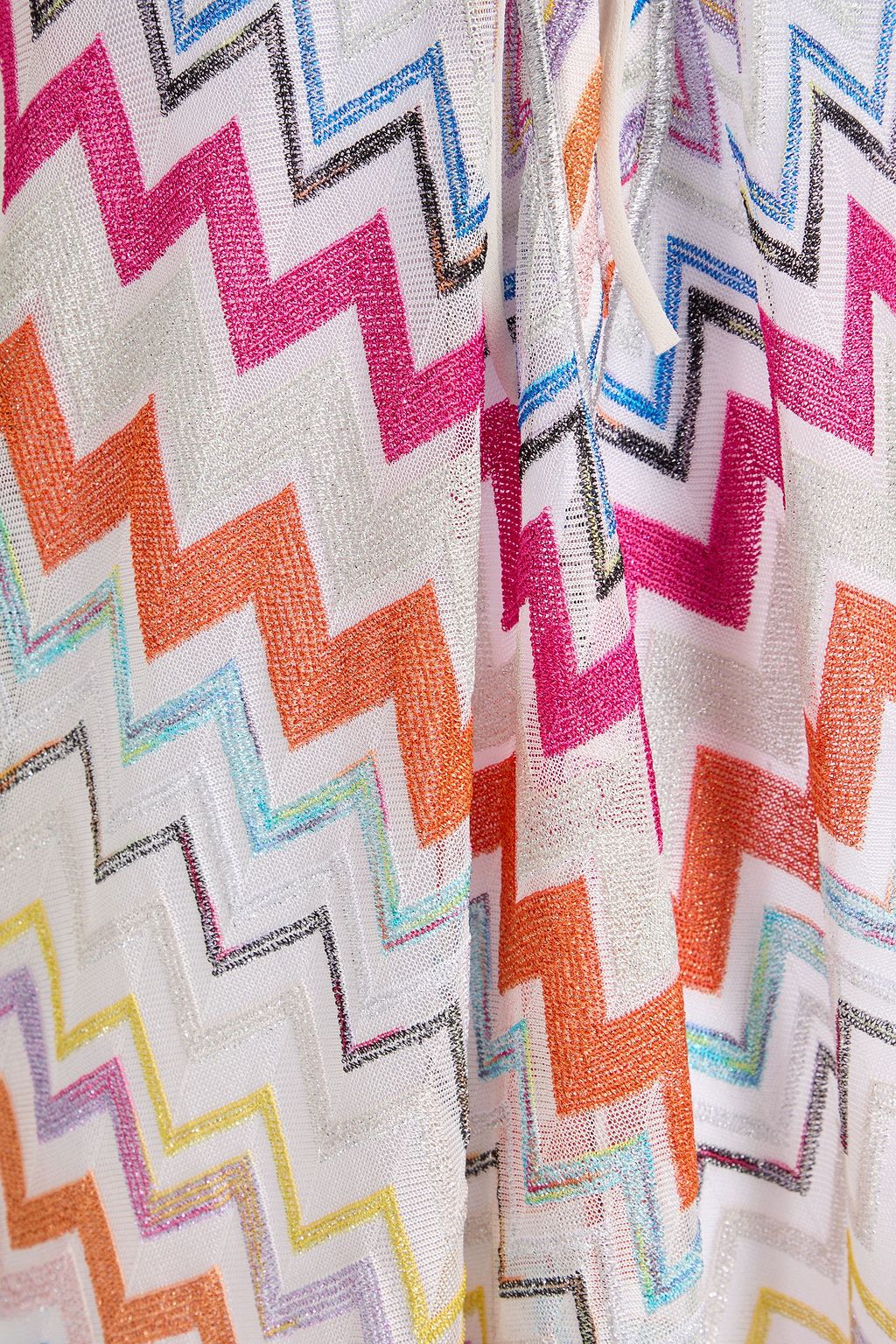 MISSONI Lace-up metallic crochet-knit kaftan