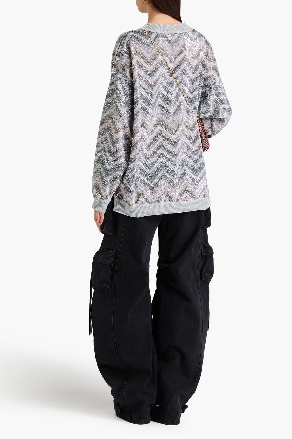 MISSONI كنزة رياضية من نسيج بحبكة كروشيه مزينة بأقراص براقة