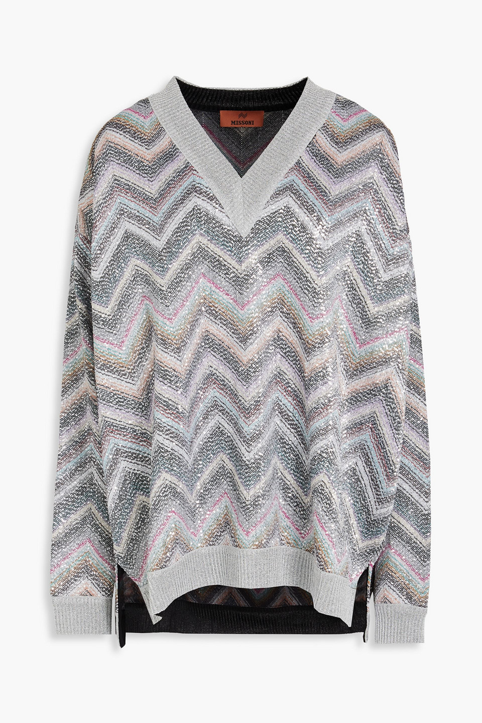 Sequin-embellished crochet-knit sweater