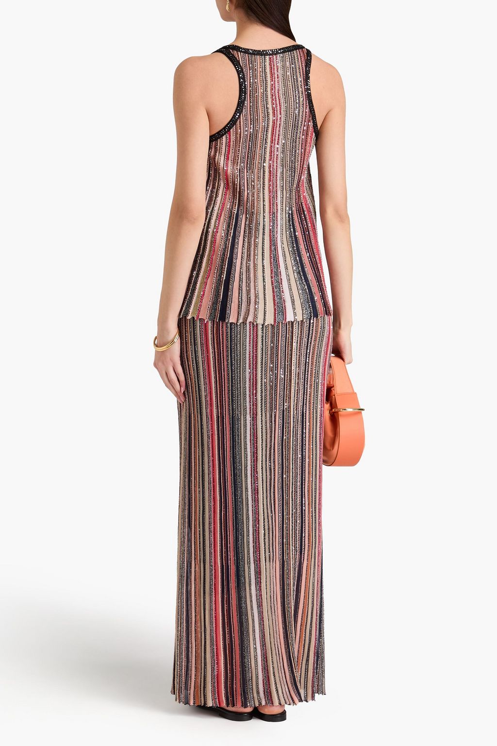 MISSONI Sequin-embellished striped ribbed-knit tank