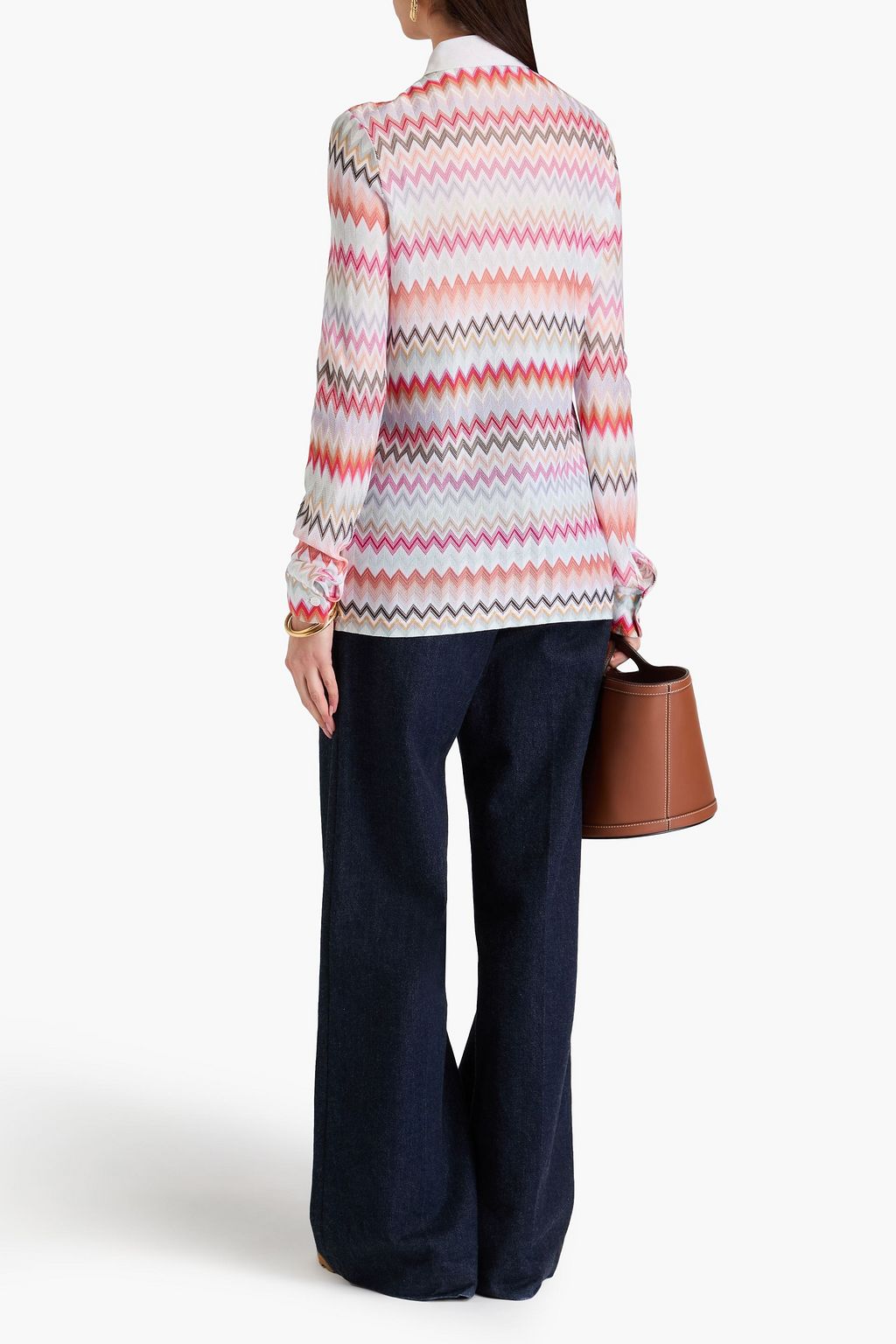 MISSONI قميص من مزيج من القطن من نسيج محبوك بحبكة كروشيه