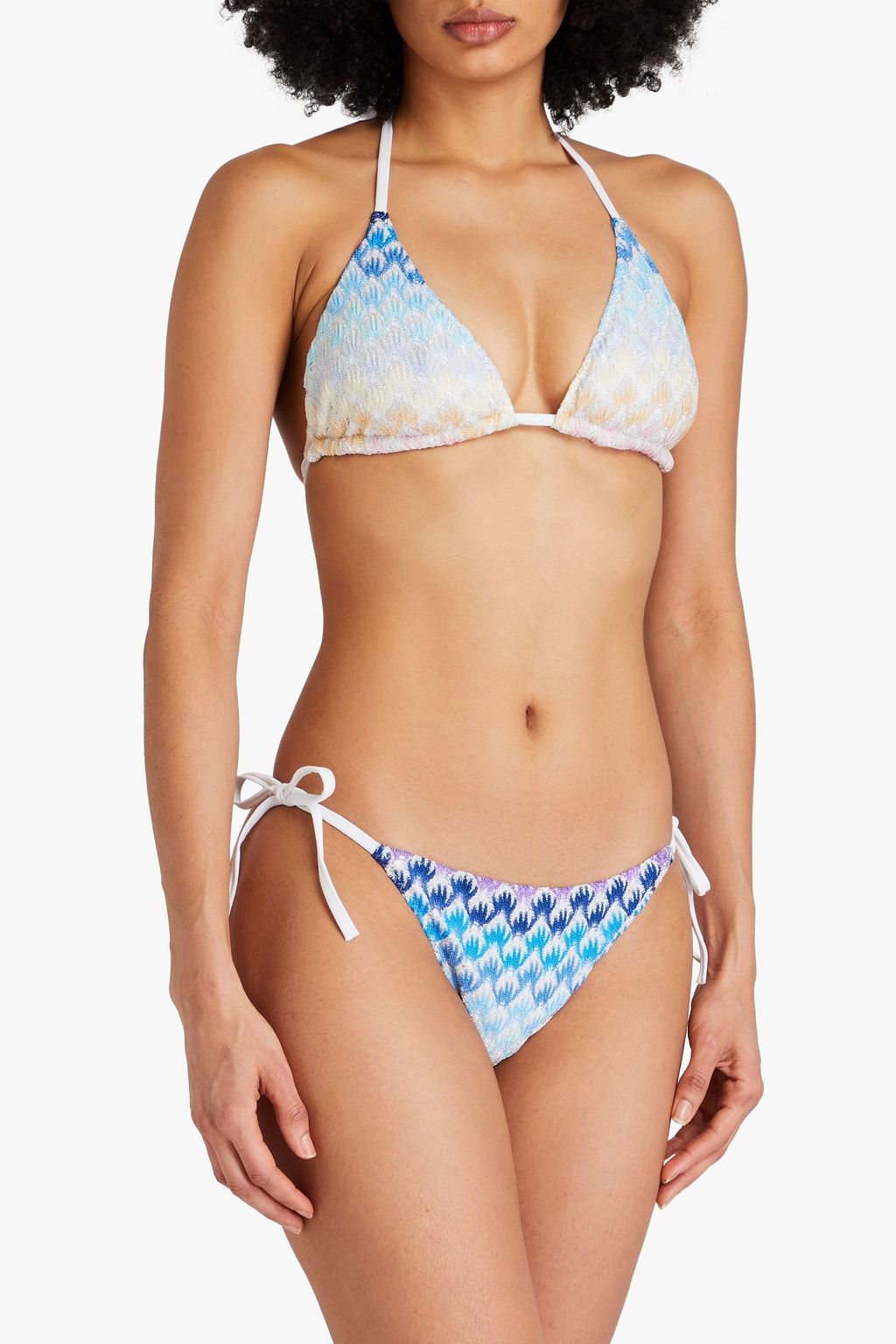 MISSONI Metallic crochet-knit triangle bikini
