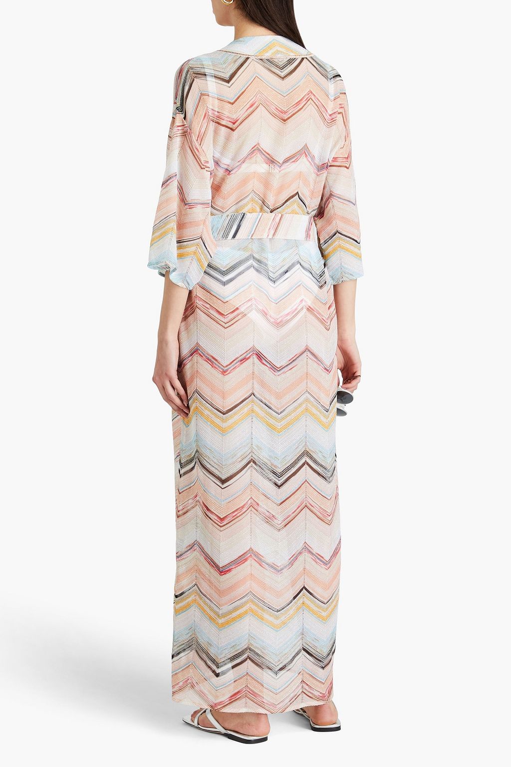 MISSONI كيمونو من نسيج بحبكة كروشيه بلون معدني
