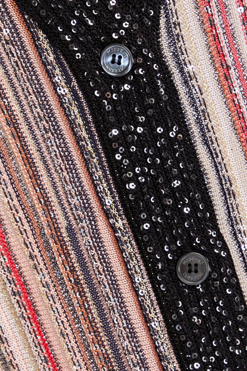 MISSONI كارديغان مصنوع من نسيج بحبكة كروشيه بتصميم مخطط وبلون معدني