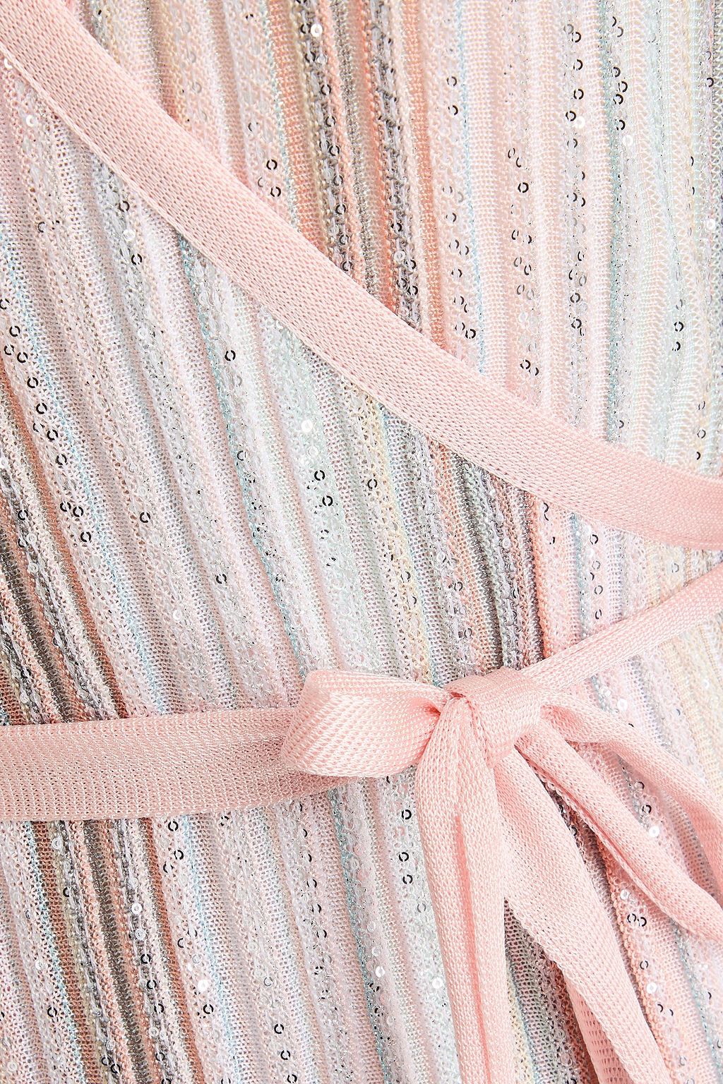 MISSONI リブ編みニット マキシラップドレス ストライプ